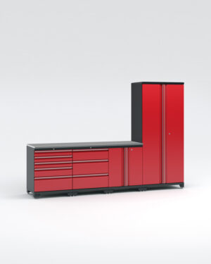 Garageinredning med 4 delar - set 1, röd, PRO