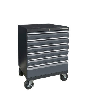 Grå verktygsvagn med 6 lådor