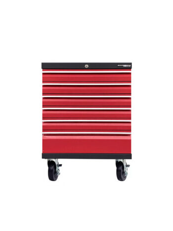 Röd verktygsvagn med 6 lådor