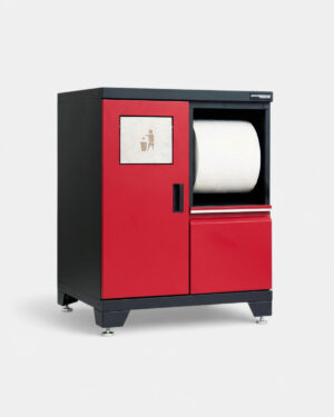 Avfallsskåp med sopkorg / papper - Röd, PRO