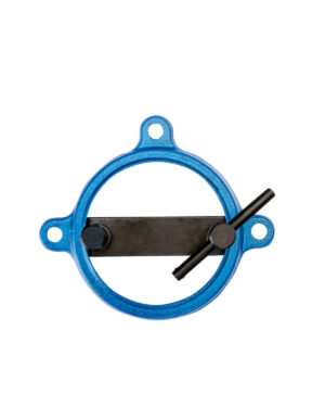 Blå vridplatta för skruvstäd uppifrån