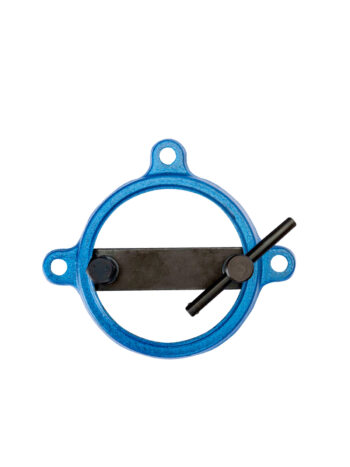 Blå vridplatta för skruvstäd uppifrån