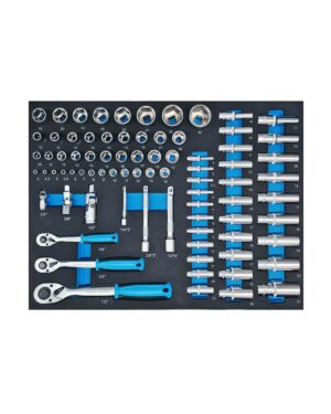 Verktygssats med spärrskaft och hylsor