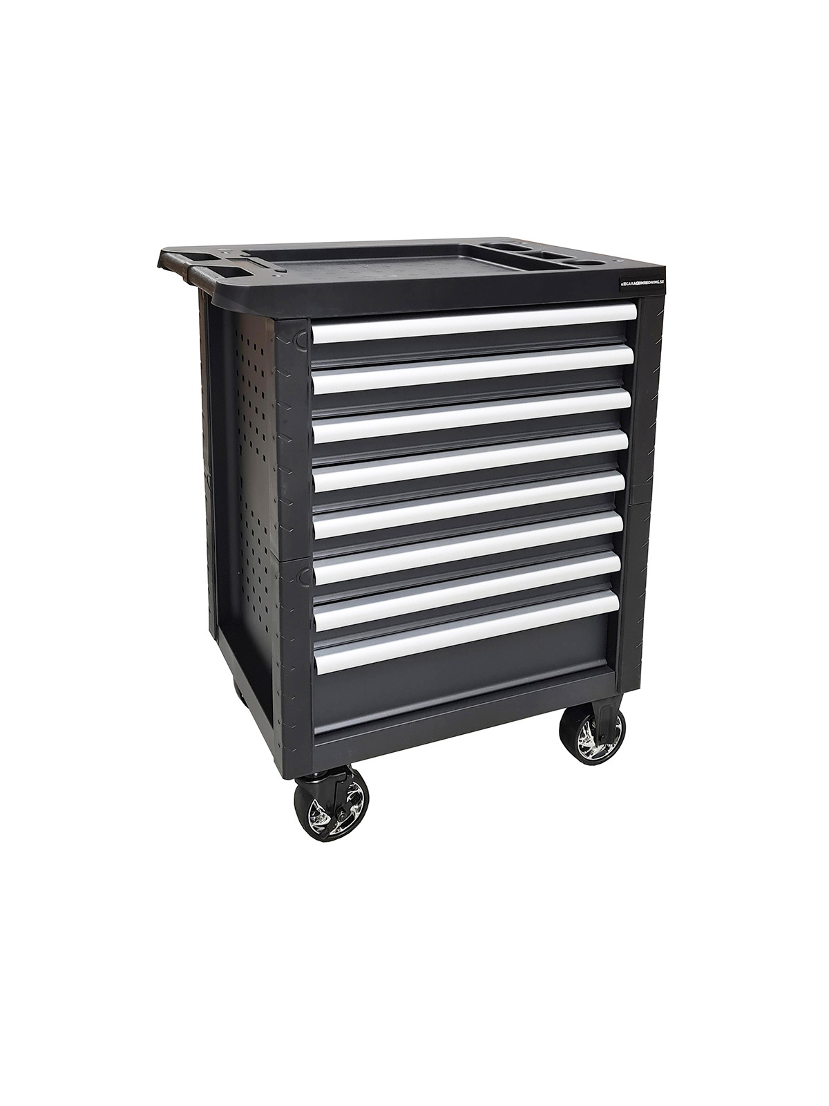 Svart verktygsvagn med 8st lådor