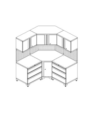Ritning av garageinredning i hörnmodell