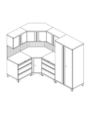 Ritning på en kombination av garageinredning