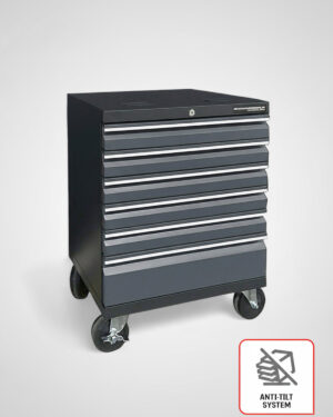 Verktygsvagn med 6 lådor Anti-Tilt Protection - Grå, PRO