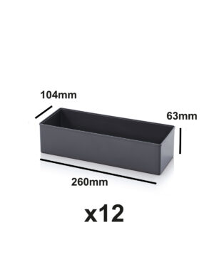 Ett set med tolv svarta rektangulära 