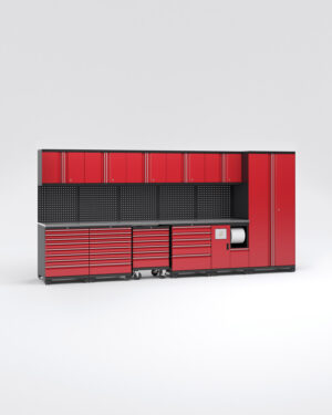 Garageinredning med 11 delar – set 1, röd, PRO