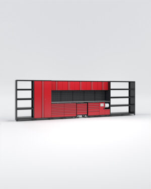 Garageinredning med 13 delar – set 1, röd, PRO