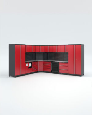 Garageinredning med 14 delar – set 3, röd, PRO