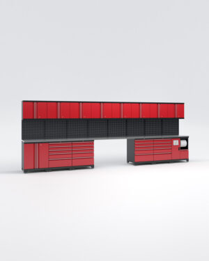 Garageinredning med 14 delar – set 4, röd, PRO