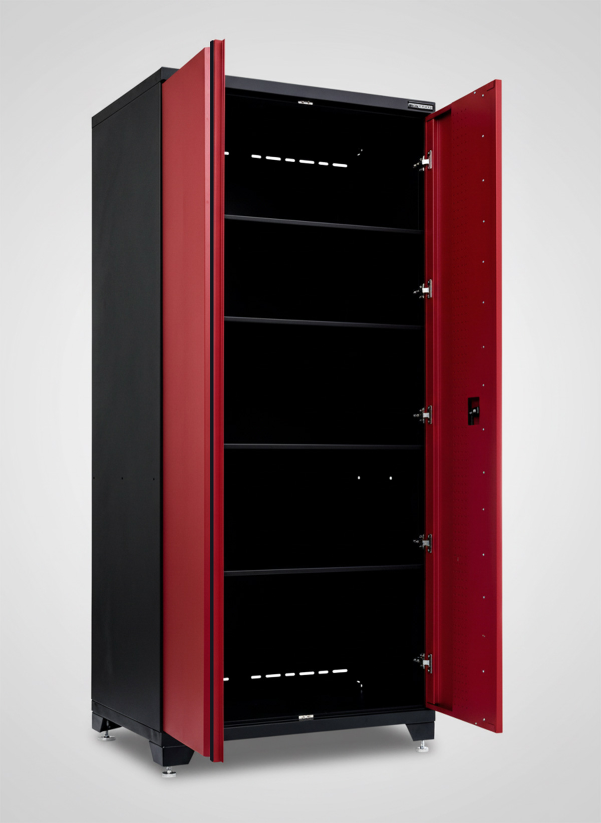 Förvaringsskåp högskåp 2 dörrar Black edition – Röd, PRO - Bild 2