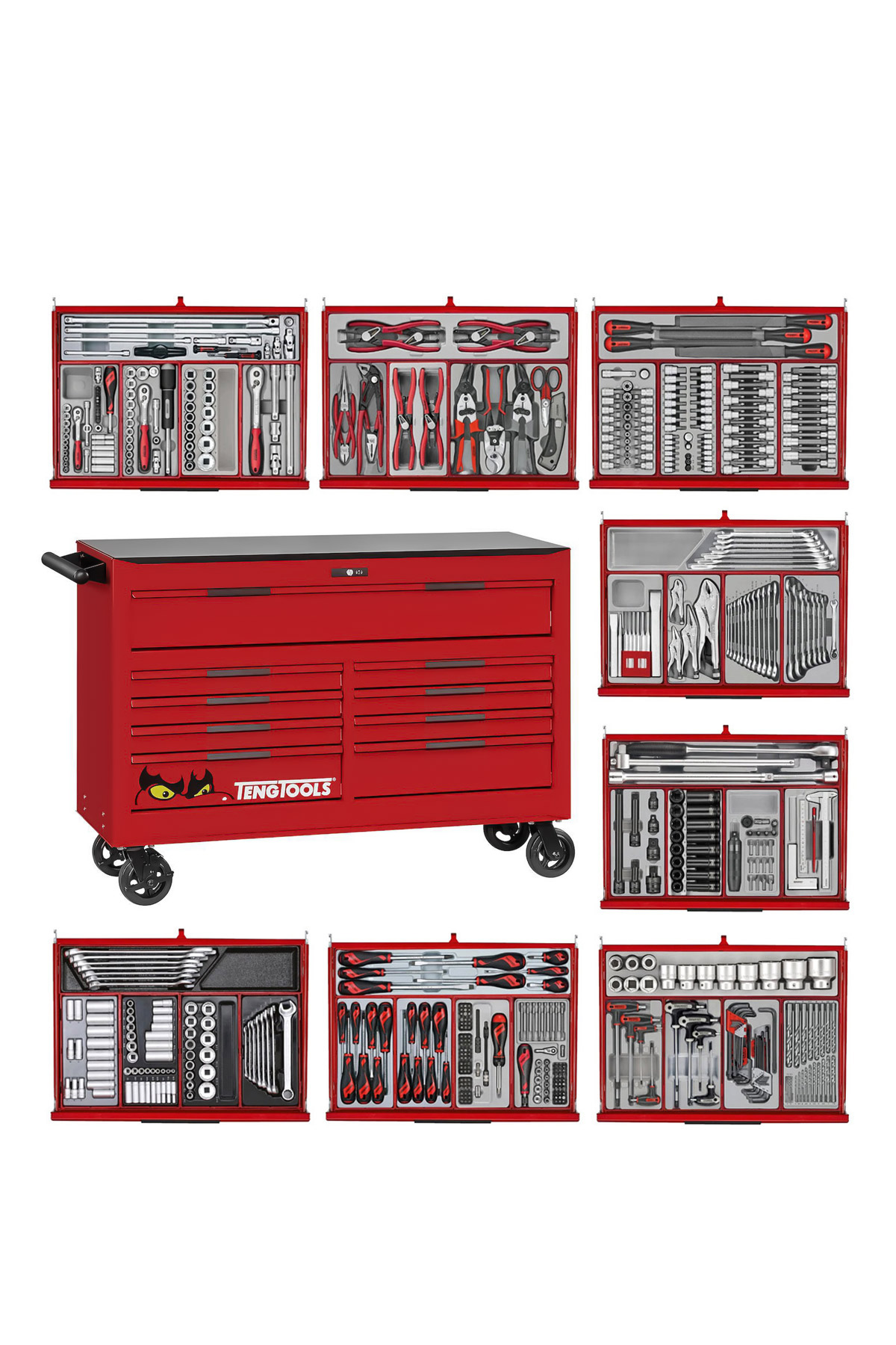 Verktygsvagn 9 lådor 615 delar verktyg TengTools TKW53R615T
