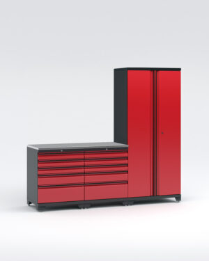 Garageinredning med 3 delar - set 2, Black edition - Röd, PRO