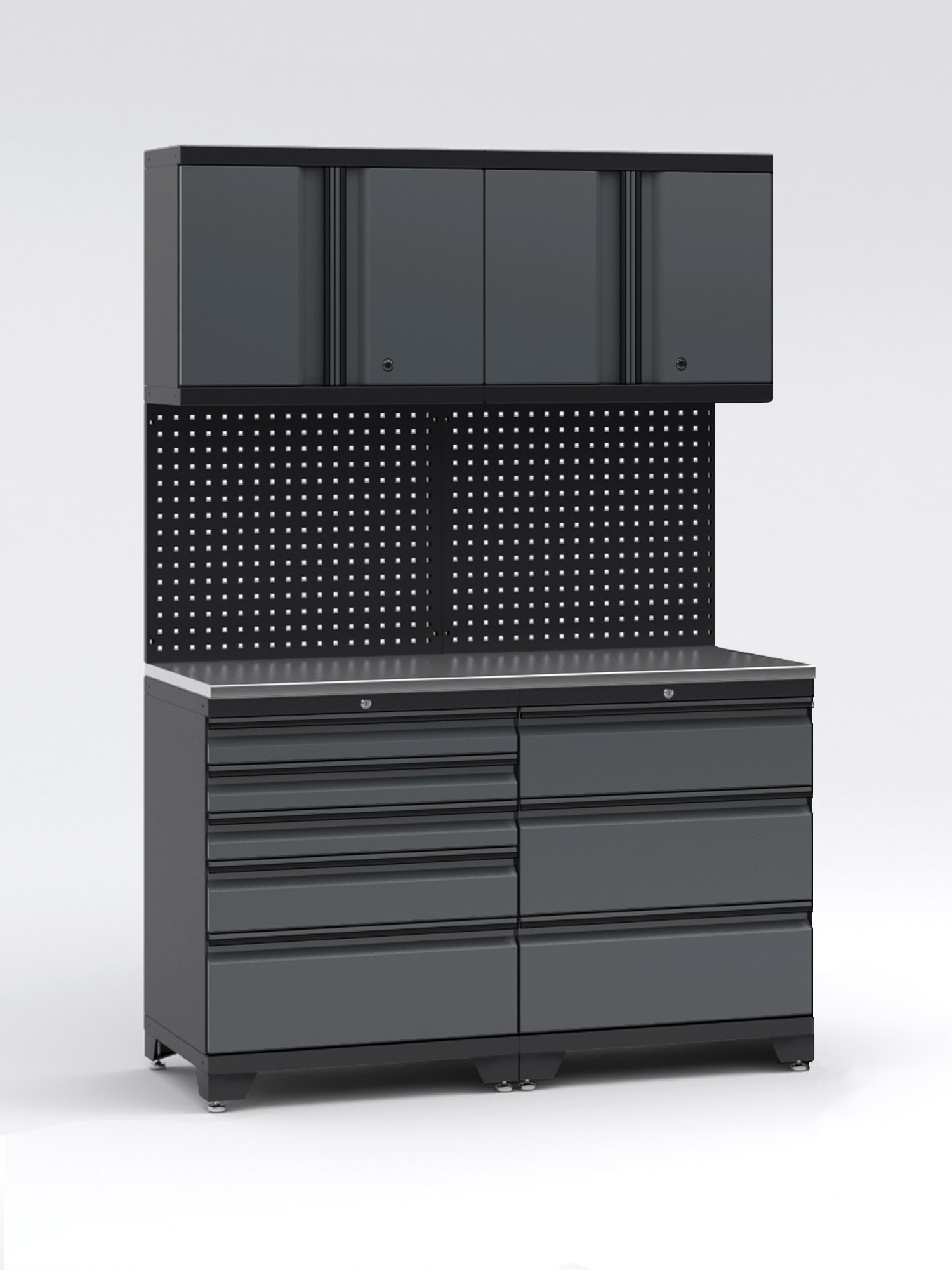 Garageinredning med 4 delar - set 2, Black edition - Grå, PRO