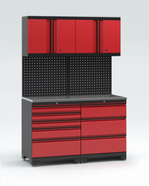 Garageinredning med 4 delar - set 2, Black edition - röd, PRO