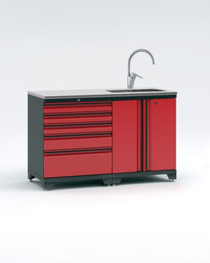 Garageinredning med 5 delar - set 2, Black edition - Röd, PRO