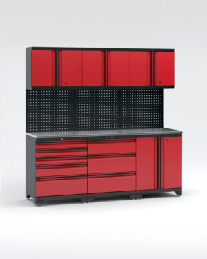 Garageinredning med 6 delar - set 1, Black edition - Röd, PRO