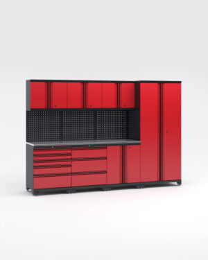 Garageinredning med 7 delar - set 1, Black edition - Röd, PRO