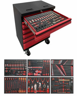Verktygsvagn med 6 lådor Black edition - Röd, PRO + 275 delar verktyg